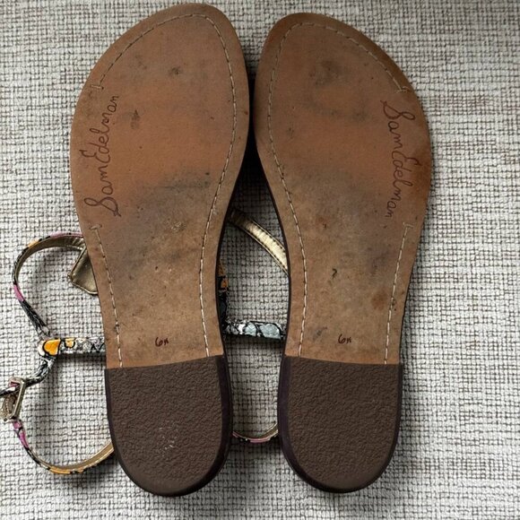 SAM EDELMAN Women’s Stylish Floral Leather Sandals - Size 6.5 - Picture 4 of 6